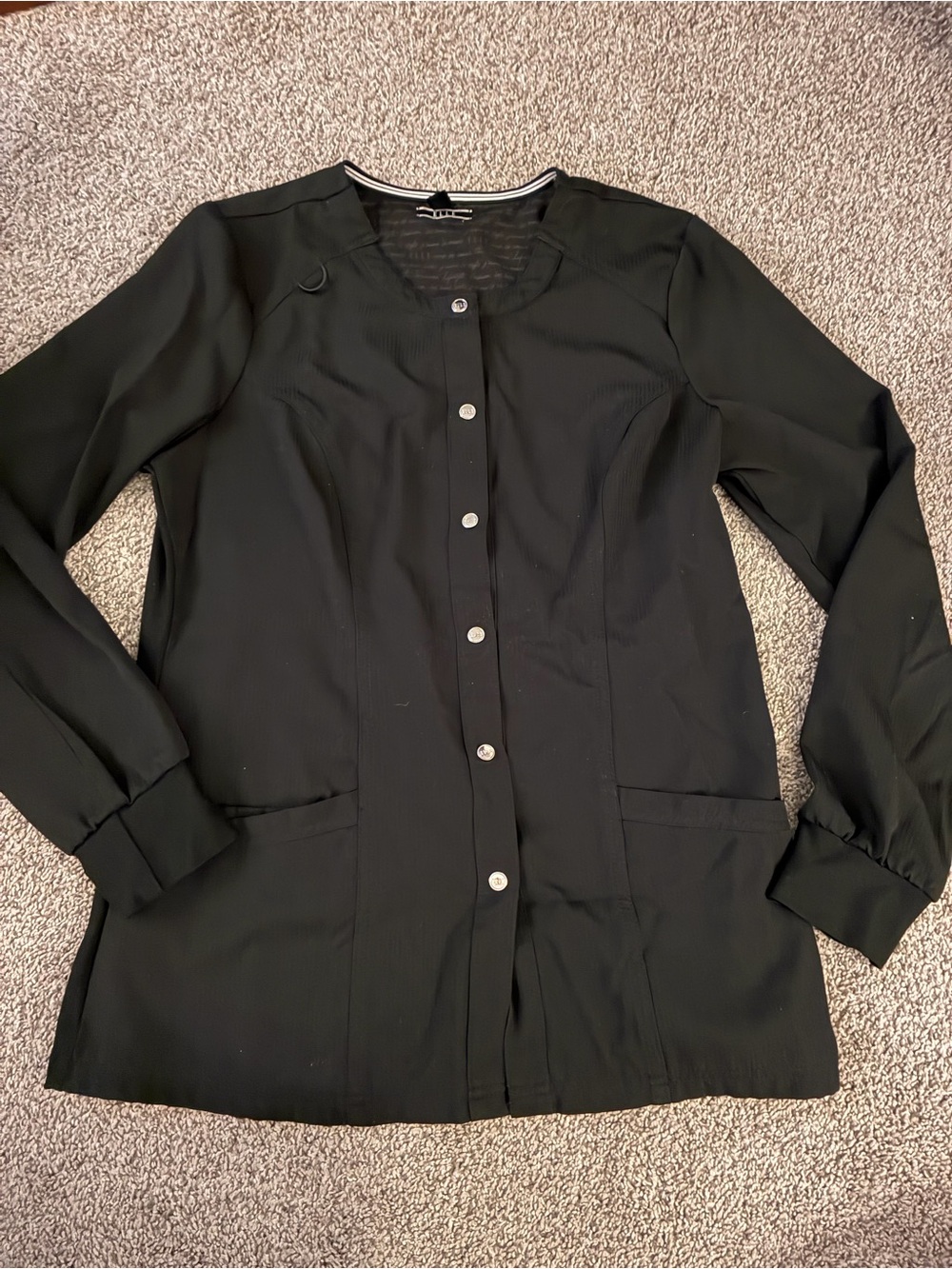 Elle Black Long Sleeve Scrub Top/Jacket
